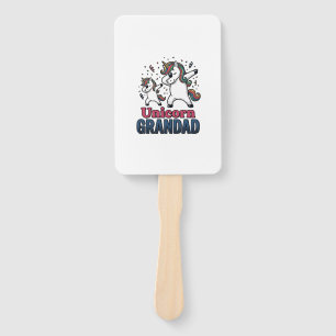 Unicorn Grandad Vintage Engraving Shirt Design_1 Hand Fan