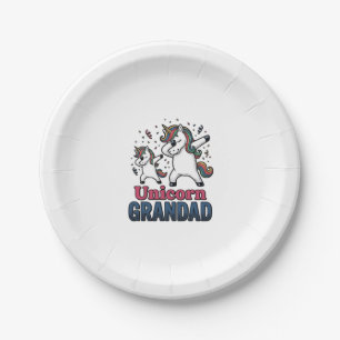 Unicorn Grandad Vintage Engraving Shirt Design_1 Paper Plates