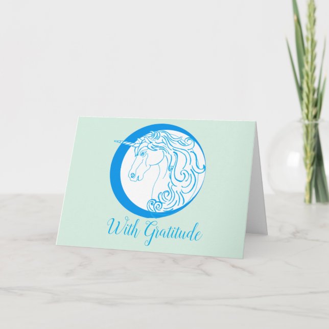 Unicorn Gratitude Greeting Card- Blank inside Card (Front)