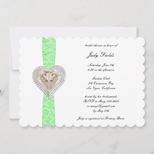 Unicorn Green Lace Bridal Shower Invitation