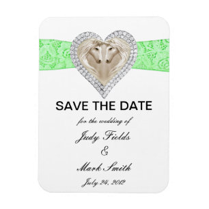 Unicorn Green Lace Save The Date Magnet