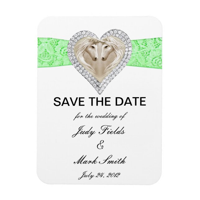 Unicorn Green Lace Save The Date Magnet (Vertical)