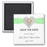 Unicorn Green Lace Save The Date Magnet