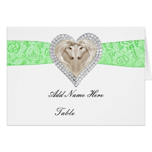 Unicorn Green Lace Table Place Card (Front Horizontal)