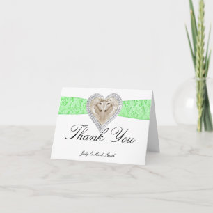 Unicorn Green Lace Thank You Card