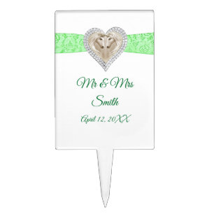 Unicorn Green Lace Wedding Cake Topper