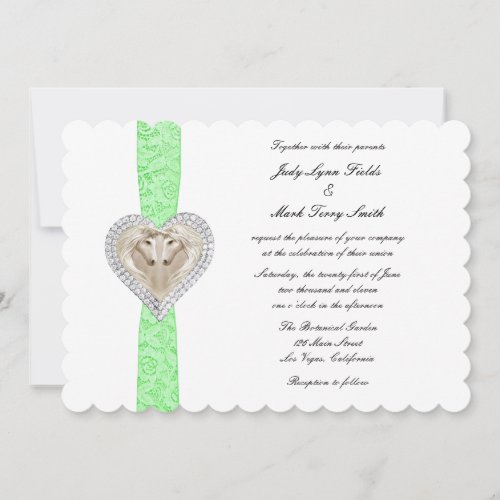 Unicorn Green Lace Wedding Invitation