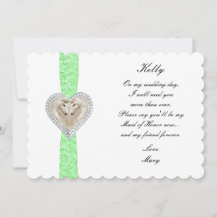Unicorn Green Lace Wedding Maid Of Honor Card