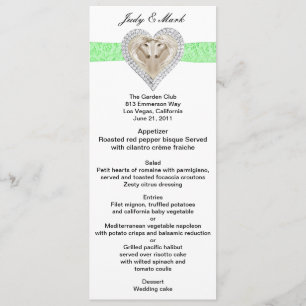 Unicorn Green Lace Wedding Menu Card
