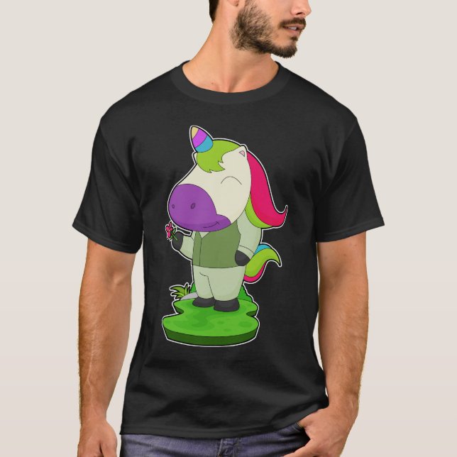Unicorn Groom Flower Wedding T-Shirt (Front)