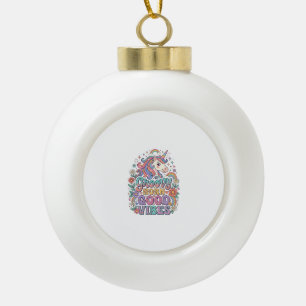 Unicorn Groovy Horn Good Vibes Charming POD Artwor Ceramic Ball Christmas Ornament