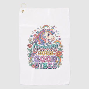 Unicorn Groovy Horn Good Vibes Charming POD Artwor Golf Towel