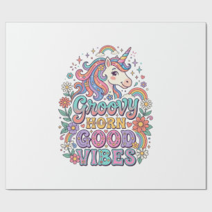 Unicorn Groovy Horn Good Vibes Charming POD Artwor Wrapping Paper
