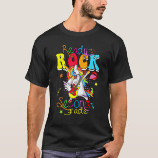 Unicorn Guitar Ready To Rock Second Grade Back To T-Shirt
