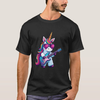Unicorn Guitar Vibes With Heart Sunglasses T-Shirt