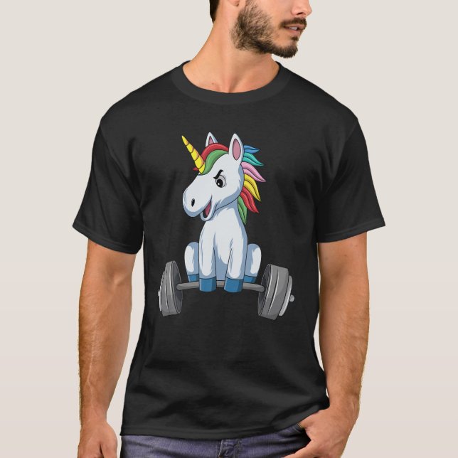 Unicorn Gym Lifting Unicorn Weight Lifting Unicorn T-Shirt (Front)