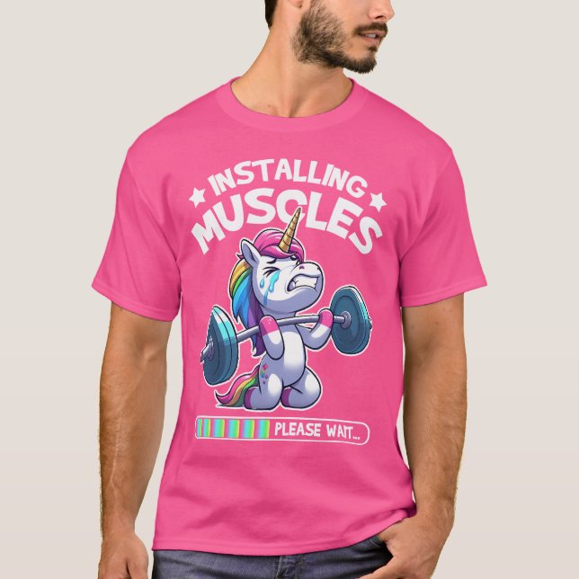 Unicorn Gym Workout Weight Training T-Shirt (Front)