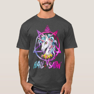 Unicorn Hail Satan Death Metal Rainbow Rave Men T-Shirt