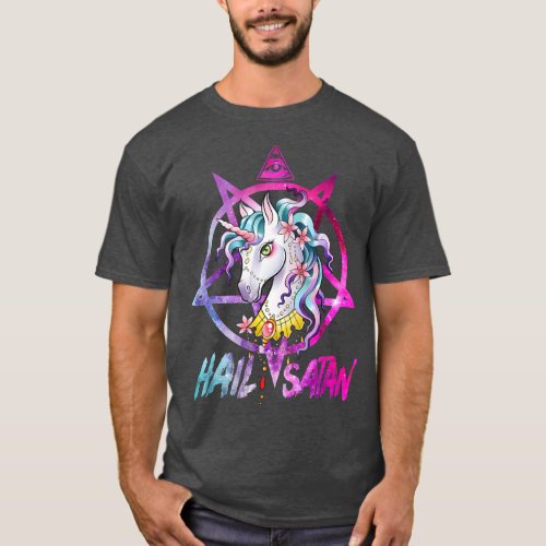 Unicorn Hail Satan Death Metal Rainbow  Rave Men T_Shirt