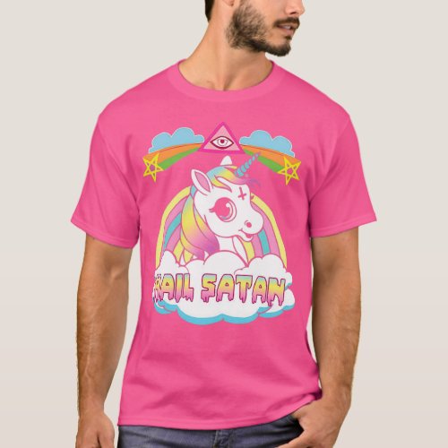Unicorn Hail Satan Death Metal Rainbown T_Shirt