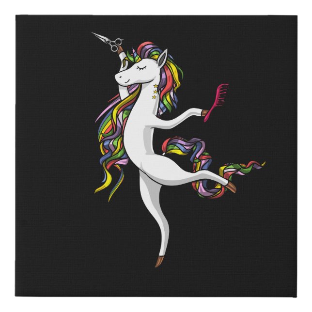 Unicorn Hairdresser Hairstylist Magical Fashion Faux Canvas Print (Front)