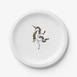 Unicorn Hairdresser Magical Hairstylist Barber Wom Paper Plates