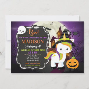 Unicorn Halloween Birthday Invitation