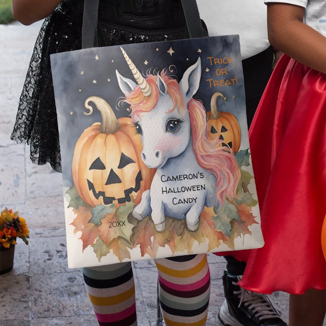 Unicorn Halloween Candy Trick or Treat Tote Bag (Creator Uploaded)