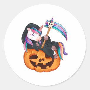 Unicorn Halloween Security Costume Daughter Pumpki Classic Round Sticker