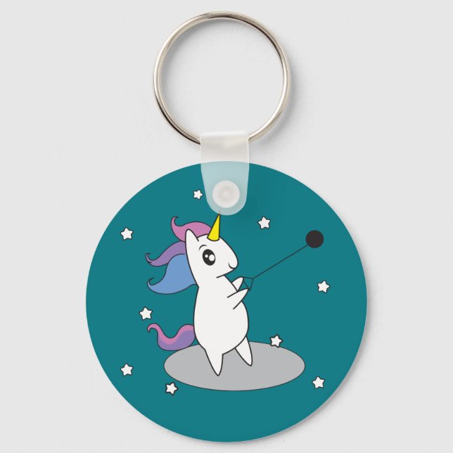 Unicorn Hammer Throw Track and Field Keychain (Front)