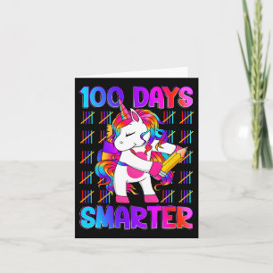 Unicorn Happy 100 Days Of School Smarter Brighter  Card