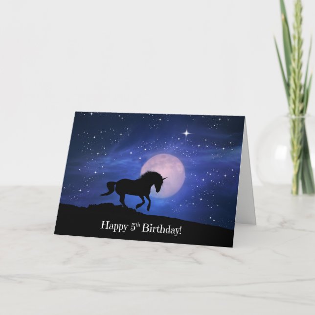 Unicorn Happy 5th Birthday Card (Front)