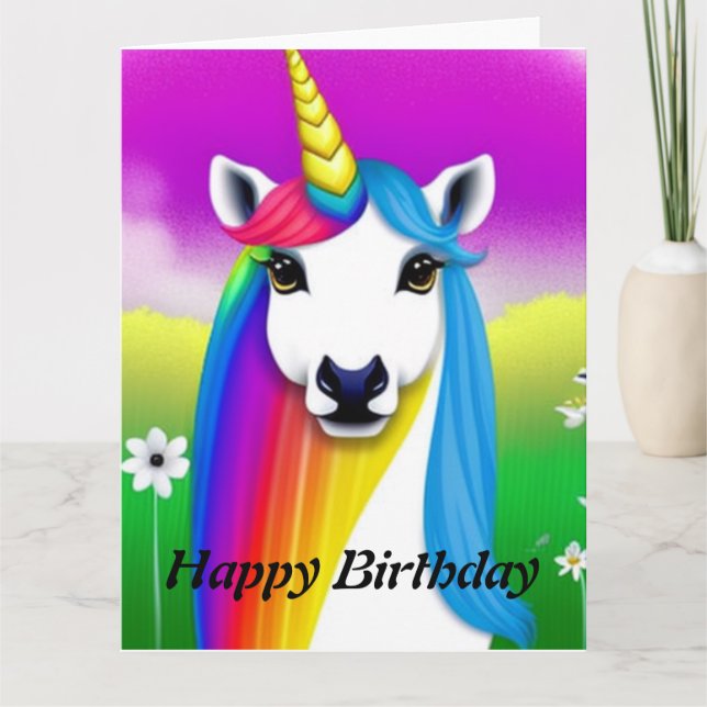 Unicorn  Happy Birthday  Card (Front)