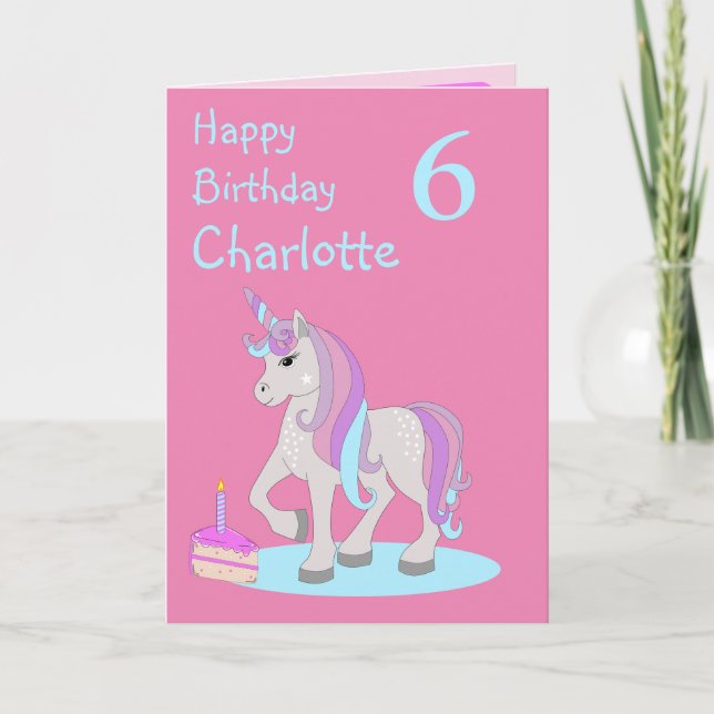 Unicorn Happy Birthday Folded Greeting Card (Front)