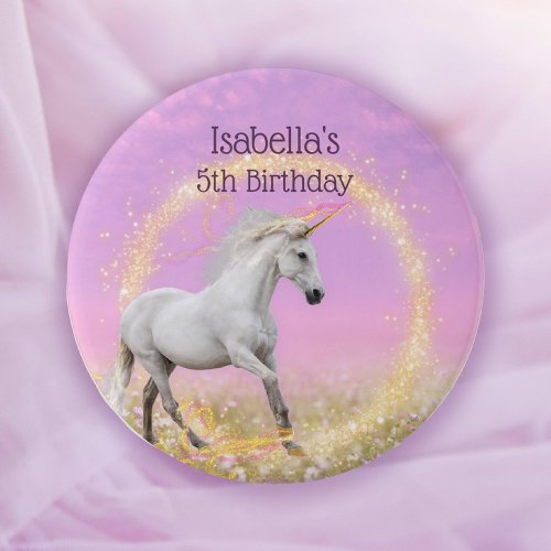 Unicorn Happy Birthday Name and Age Template Button