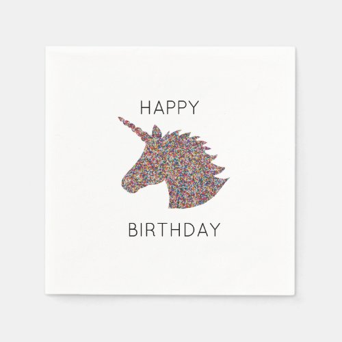 Unicorn Happy Birthday Rainbow Sprinkles Napkin
