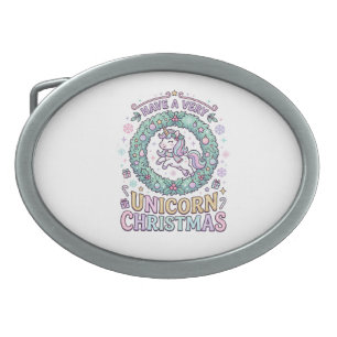 Unicorn Have a Very Unicorn Christmas Bold Typogra Belt Buckle