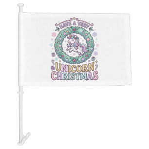 Unicorn Have a Very Unicorn Christmas Bold Typogra Car Flag