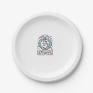 Unicorn Have a Very Unicorn Christmas Bold Typogra Paper Plates