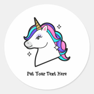 Unicorn Head clipart Girl Unicorn Clipart Classic Round Sticker