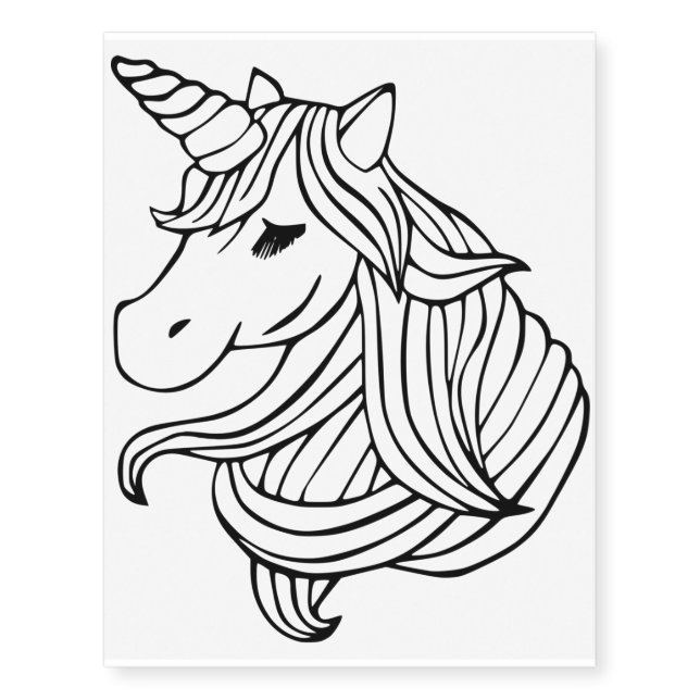 UNICORN HEAD OUTLINE TEMPORARY TATTOO (Front)