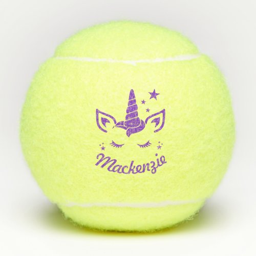 Unicorn Head Personalized Kids Name Tennis Balls