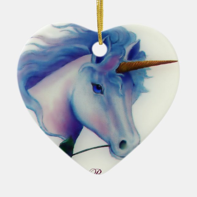 Unicorn Heart Ceramic Ornament (Front)