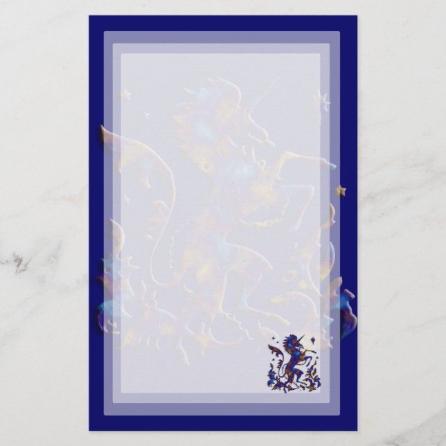 Unicorn Herald: Blue and Gold Stationery (Front)