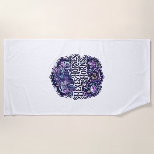Unicorn Hexes Horses and Horns POD Ready POD Artwo Beach Towel