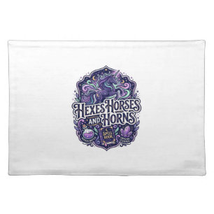 Unicorn Hexes Horses and Horns POD Ready POD Artwo Cloth Placemat