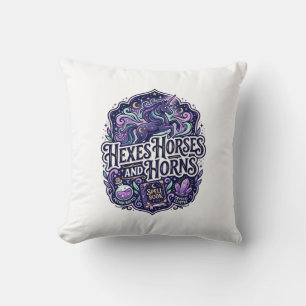 Unicorn Hexes Horses and Horns POD Ready POD Artwo Throw Pillow