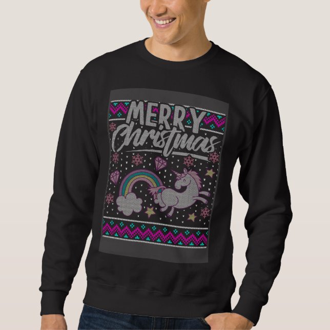 Unicorn Holiday Shirt Kids Xmas Cute Girls Ugly Ch (Front)