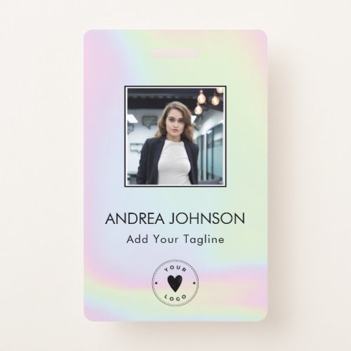 Unicorn Holograph Add Photo Logo Bar Code  Name Badge