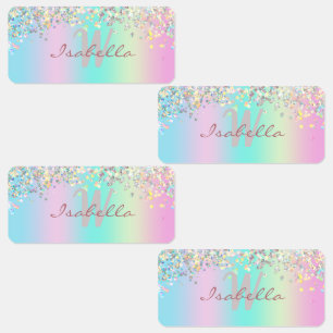 Unicorn Holographic Glitter Clothing Kids' Labels